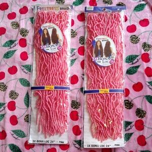 Freetress Pink 3X Bona Loc 24" Hair Extensions